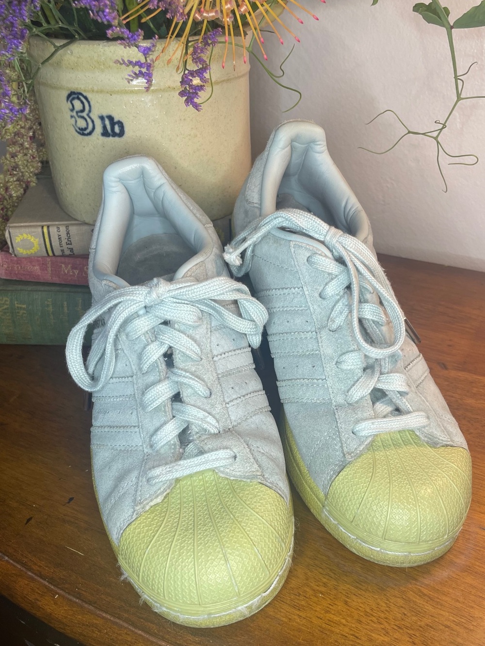 Adidas Superstar Aqua Blue Suede Sneakers Men’s 6 Shell Toe Retro‎ Streetwear